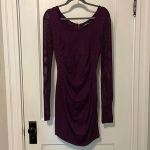 Express Purple Lurex Body-Con Y2K Plum Dress